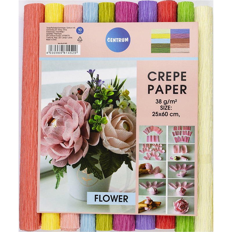 Colour crepe paper 25x60cm 10colors