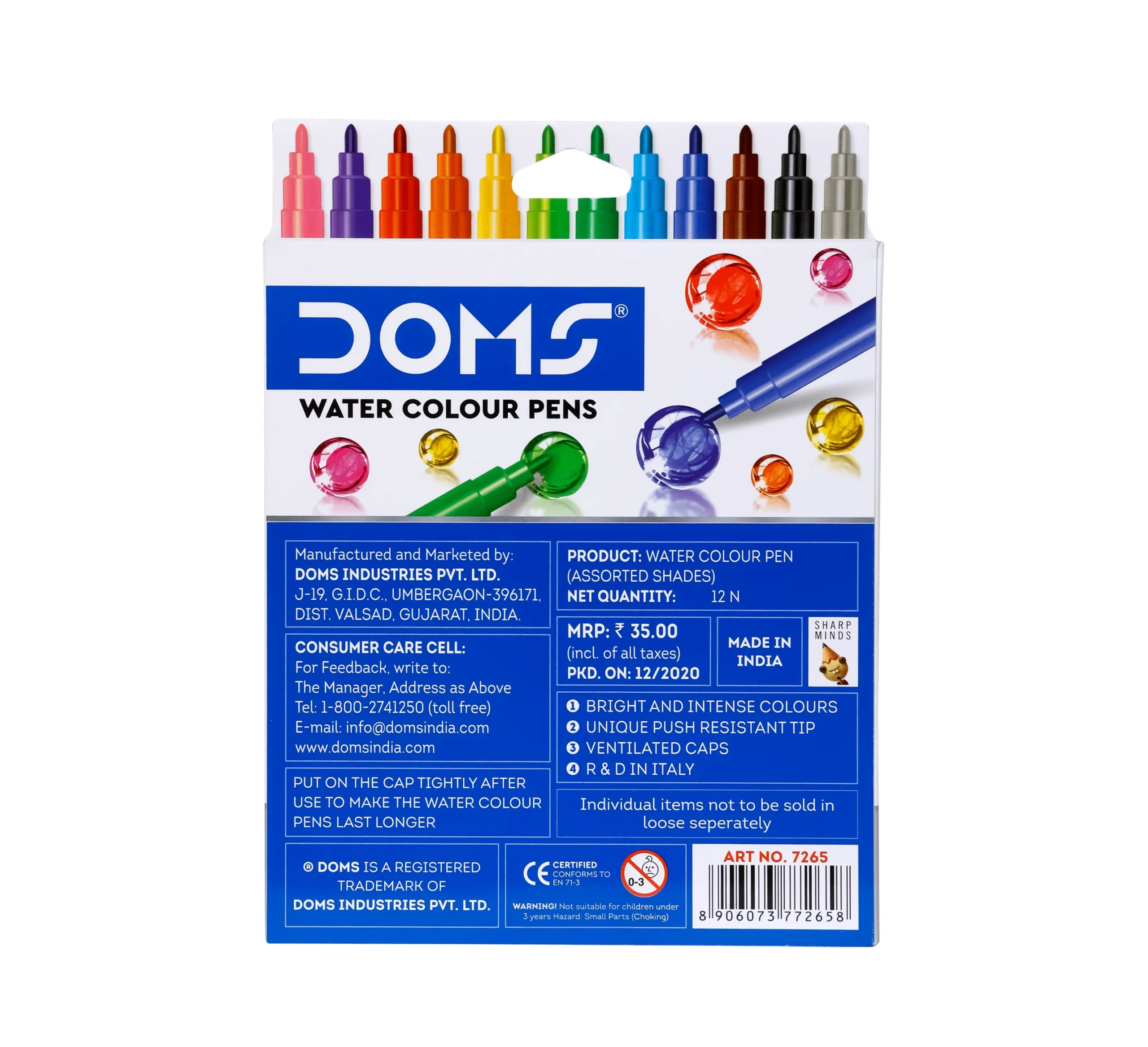 DOMS Aqua Water Colour Pens 12